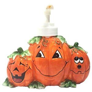 Smiling Jack-O-Lanterns Soap Dispenser Halloween Fall Kitchen Ceramic
